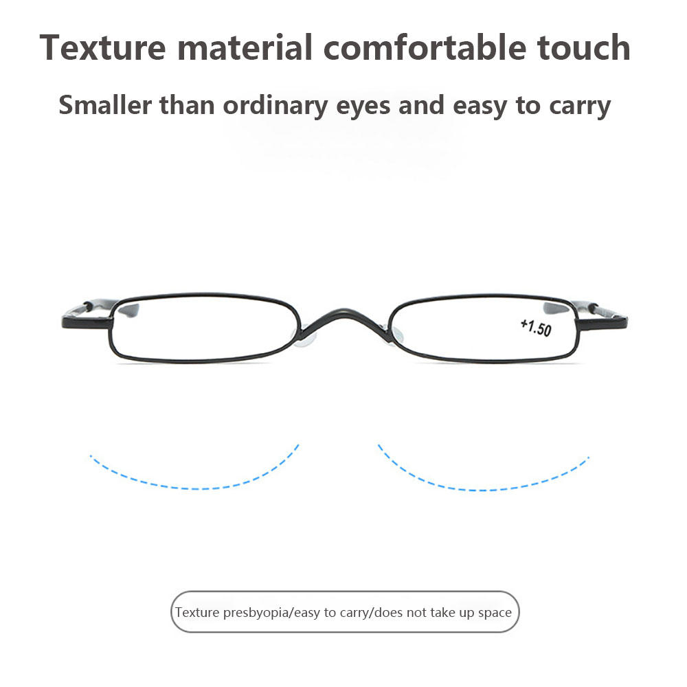 Elegant Reading Glasses Metal Frame Ultra-thin Men Women Reading Glasses Portable Mini Reading Presbyopia Eyeglasses with Box