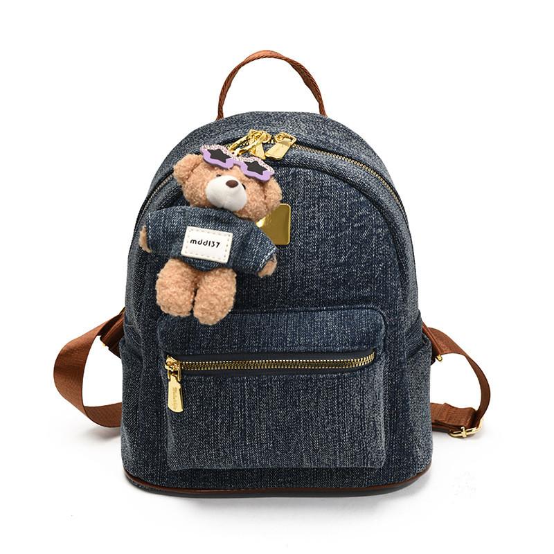 

Denim Fabric Student Backpack With Breathable Design For Daily Commuting And Shopping коричневий