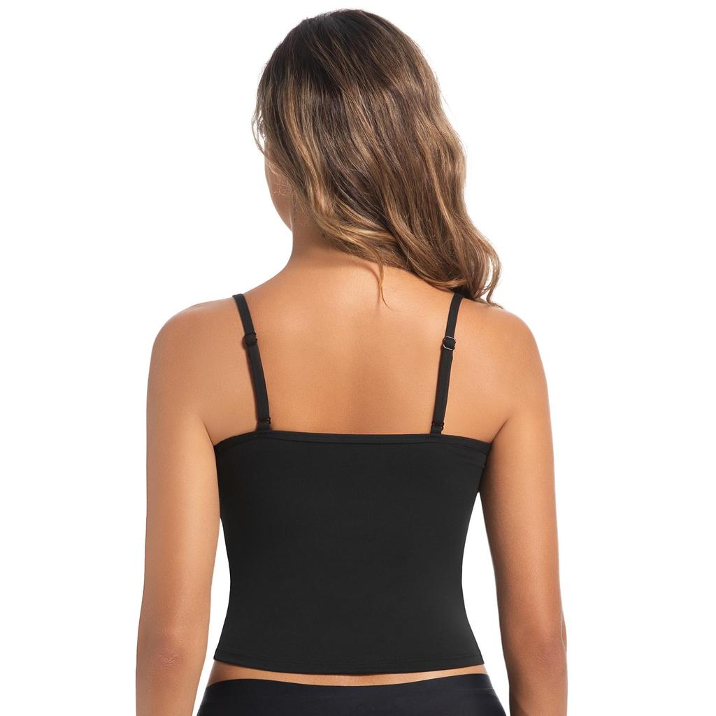 Sexy Tanktop für Damen mit quadratischem Ausschnitt, für den Sommer, zum Ausgehen, Basic-Cami-Shirt mit verstellbaren Trägern und schlanker Passform