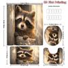 4Pcs Shower Curtain Set with Non-Slip Bath Mat, Toilet Lid Cover, Contour Rug & 12 Hooks, Bathroom Decor