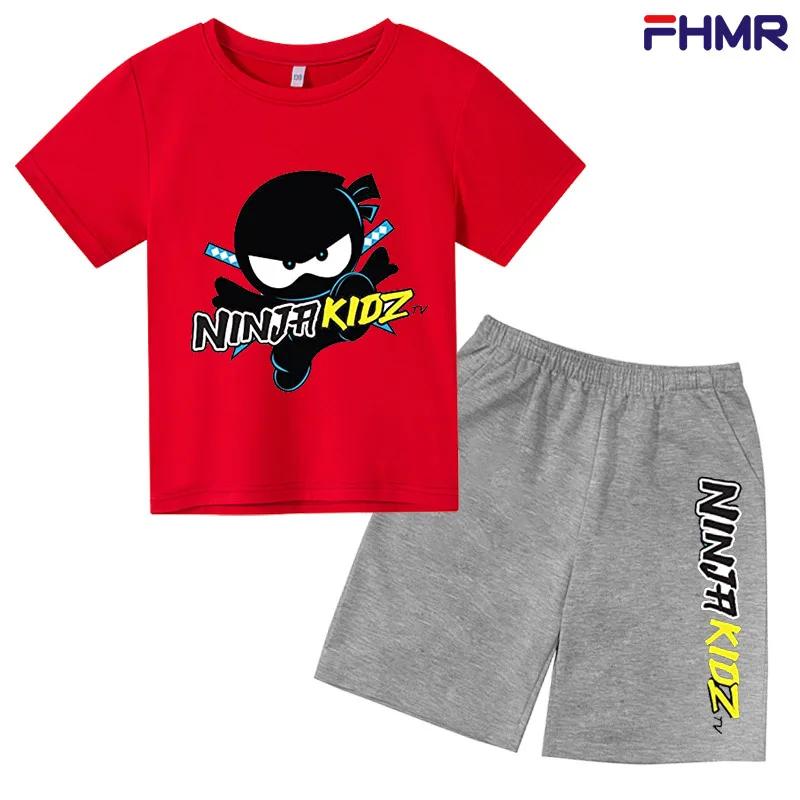 Summer Kids Ninjago T-shirt Set Boys' Clothing  Leisure Cotton PikachuShort Sleeve Preschool 3-12 Girls' Cartoon Animal Print