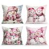 Christmas Pink Snowman Pillowcase Printed Polyester 40/45/50Cm Throw Pillowcover Decor Sofa Cushion Pillowslip Home Decor