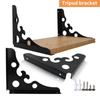 1Pair Metal Floating Shelf Bracket Wall Mounted Metal Shelving Supports Brackets Triangular Corner Bracket with Screws