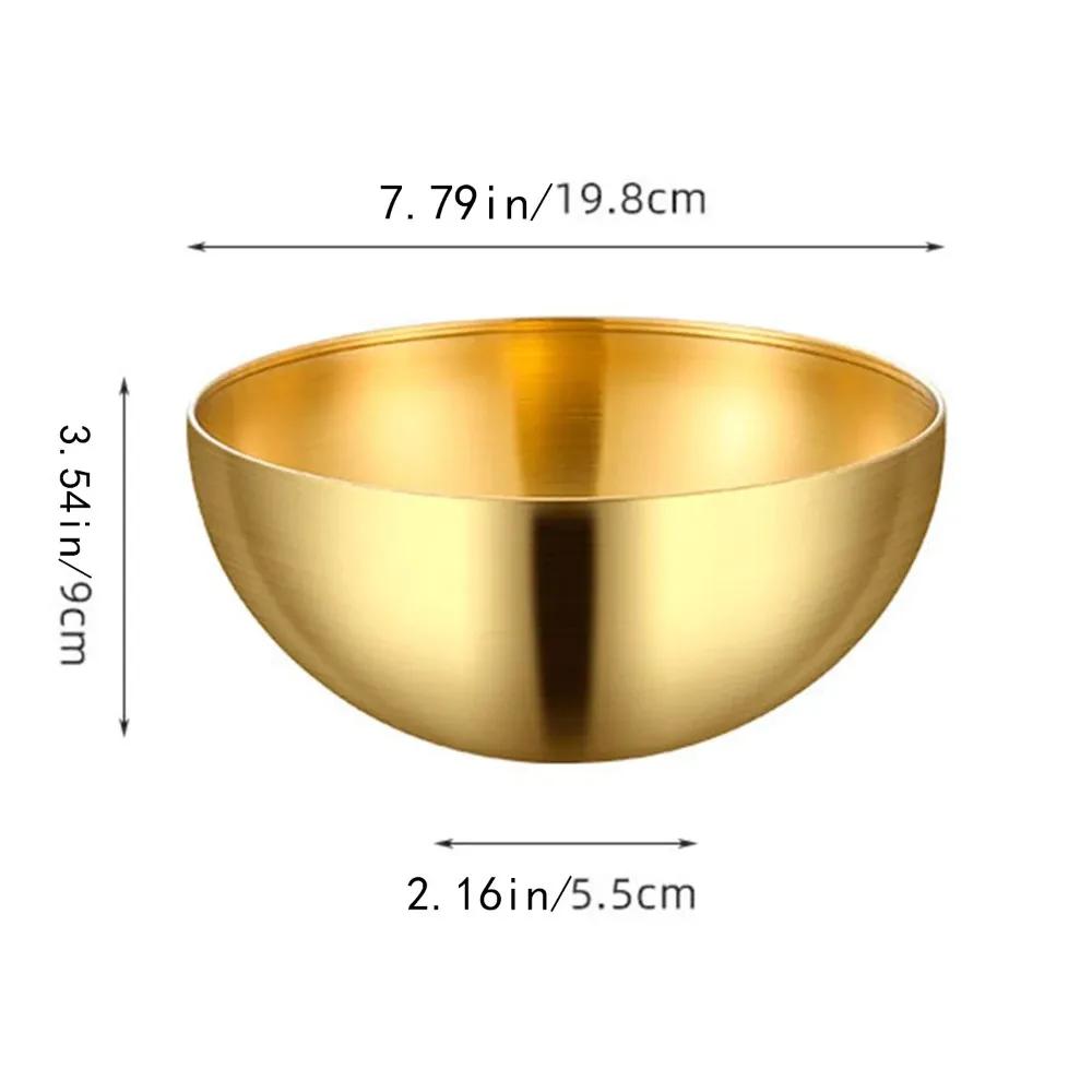 20cm Stainless Steel Salad Bowls Large Capacity  Korean Soup Rice Noodle Ramen Bowl Kitchen Food Container,Gold
