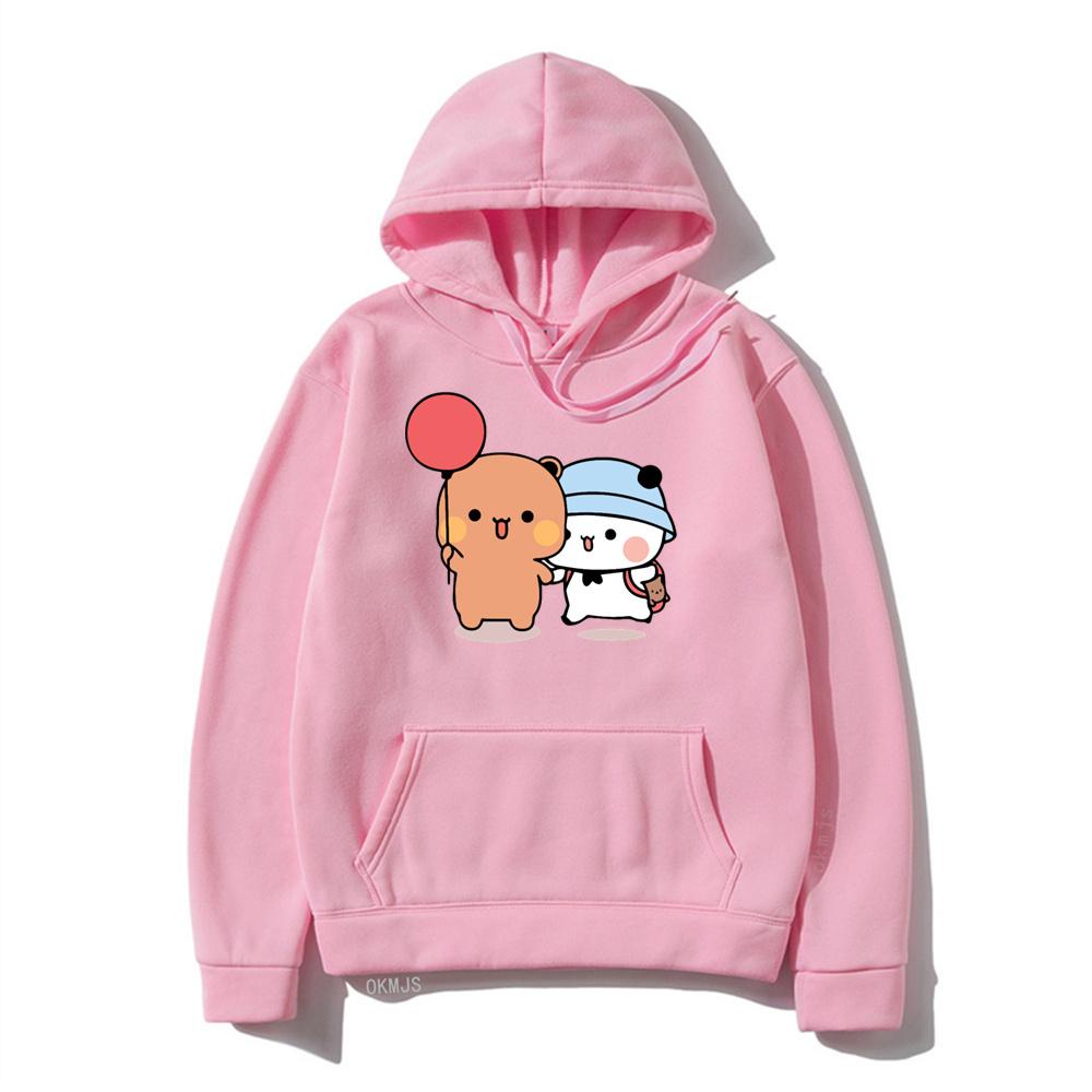 Kreslená Panda Bubu A Dudu Dámská Mikina s Kapucí Plus Size Kawaii Harajuku Kulatý Výstřih Harajuku Unisex Potisk Oblečení s Kapucí
