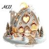 Christmas Party Centerpieces Winter Ornaments, Double-sided Acrylic Snowman/Santa Claus/Reindeer/Cottage Table Snow Scene Ornaments Decorations