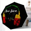Rasta Kopfhörer One Love Regenschirm: Tragbarer Faltregenschirm mit robustem Eisengestell, 8-Rippen-Struktur für alle Jahreszeiten geeignet, Perfekt für H