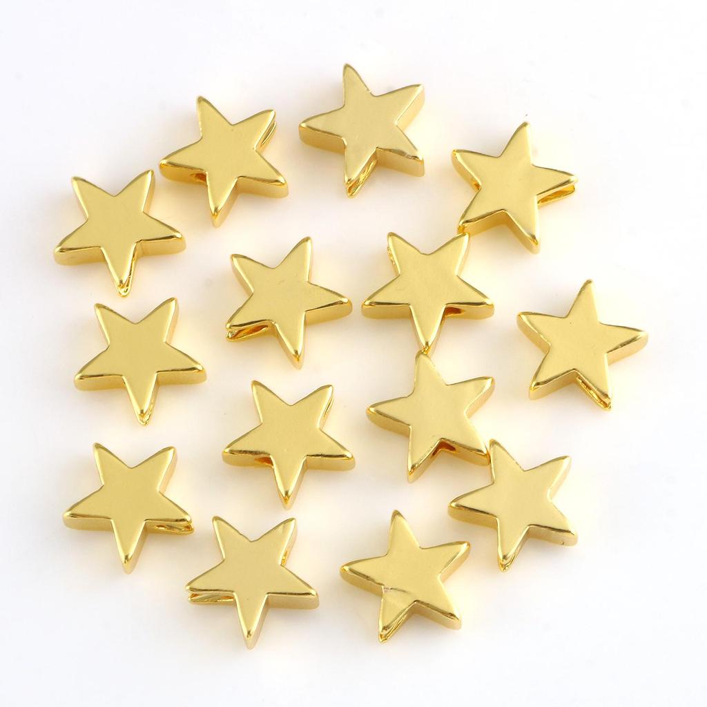 10pcs Copper Beads Charms Cross Heart Star Moon Beads Plated Crafts Color Retention Beads for Jewelry Making Diy Bracelet Necklace