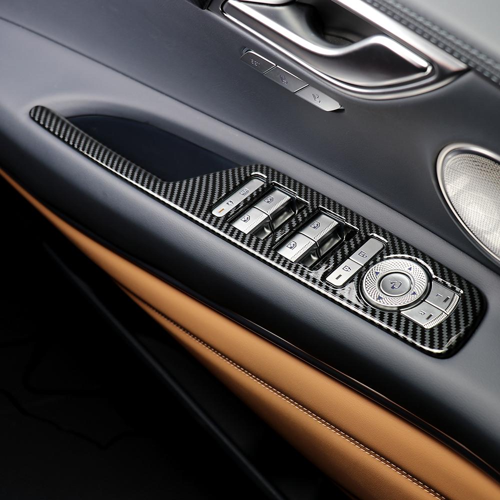 4PCS Car Window Control Button Trim Panel Door Handle Decorative Strip Cover For Genesis GV80 2021-2025 Interior Accessories LHD