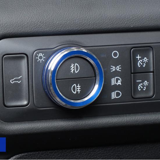 Alloy Blue Headlight Switch Adjust Knobs Ring Cover for Ford Explorer -
