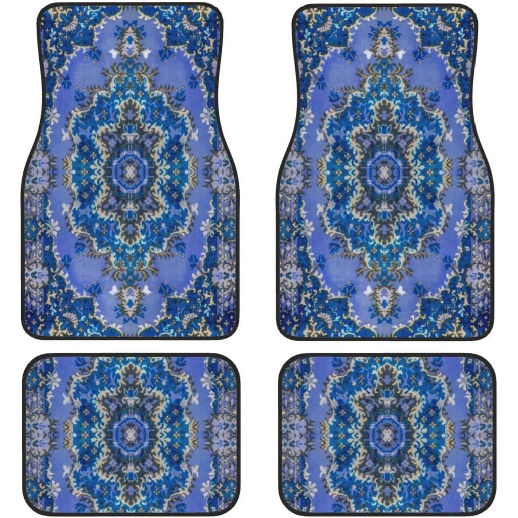 Car Floor Mats Set Of 4, Oriental Turkish Persian Carpet Front And Back Rug Mats Decorative Universal For Cars SUV Trucks Vans