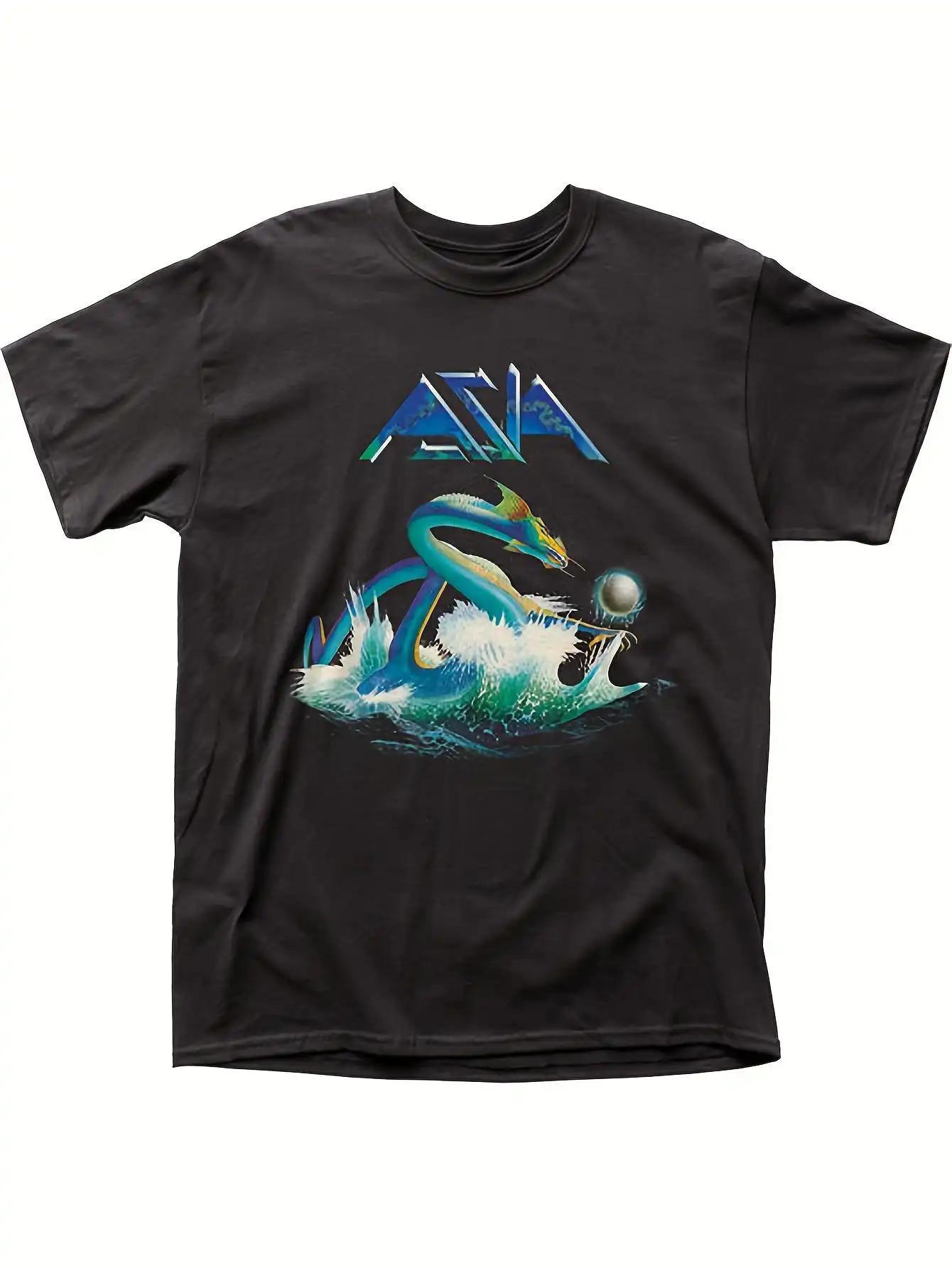 Asia Rock Band Debut Album Cover Mens T Shirt Black Graphic Tee L