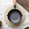 Wood Handle Cast Iron Pot Black Wooden Color Mini Frying Pan Oil Heating Pot  Kitchen Camping