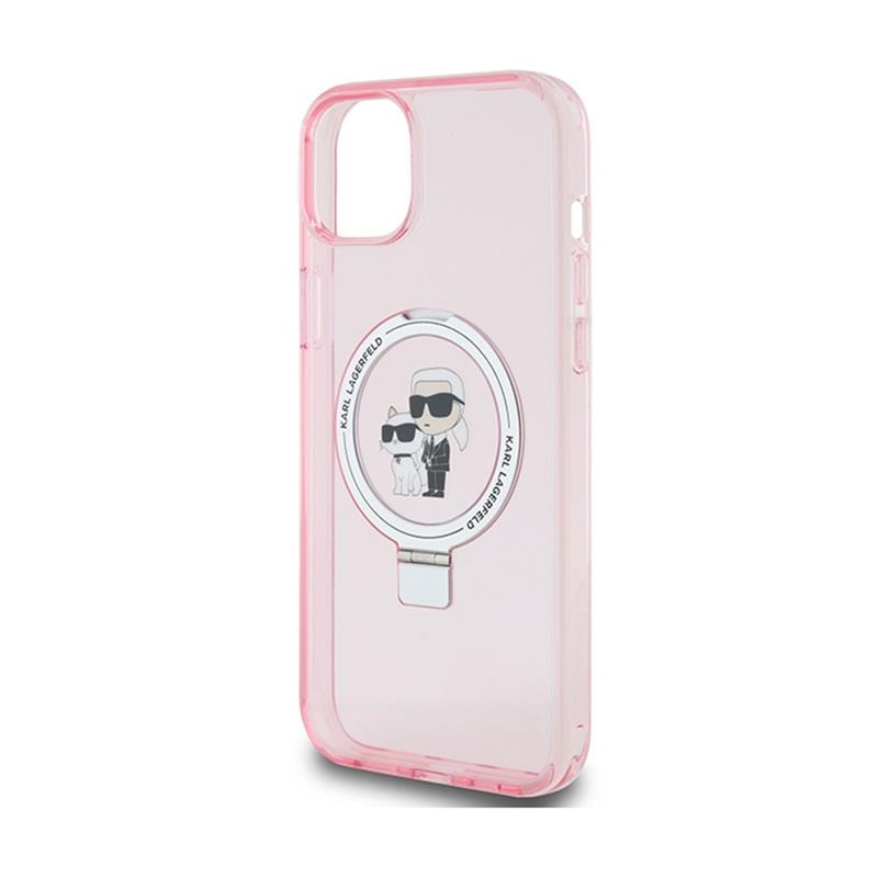 Karl Lagerfeld Ring Stand Karl & Choupette Magsafe - Etui Iphone 15 Plus (Różowy)