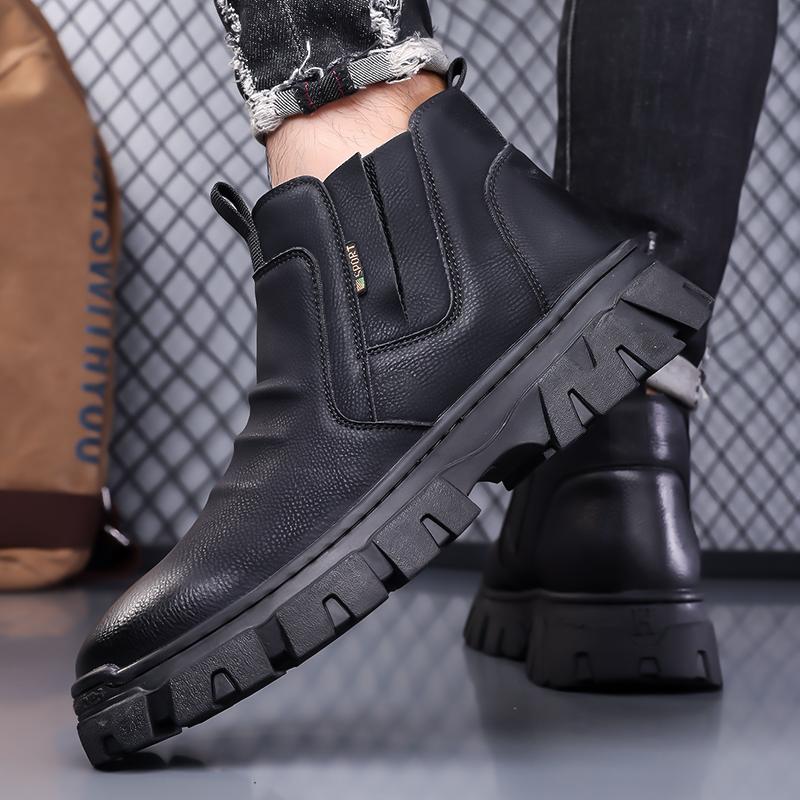 Fashion Thick Soled Casual Men's Boots Luxury Designer Retro Style Outdoor Leisure Street Walking High Quality Business Leather Shoes