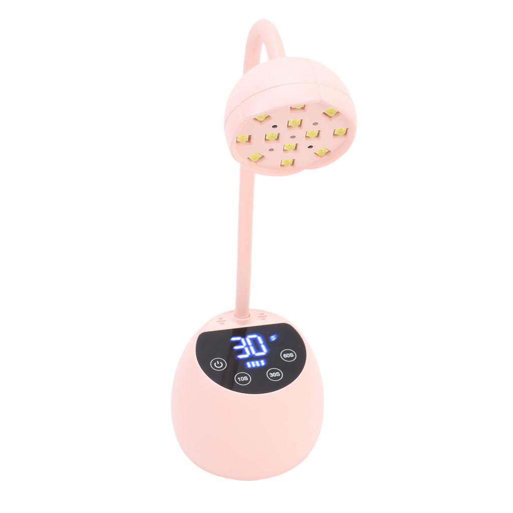 Gooseneck Nail Lamp Rechargeable Infrared Sensor LCD Screen LED Nail Light Dryer with 12 Light Chips for Home Use