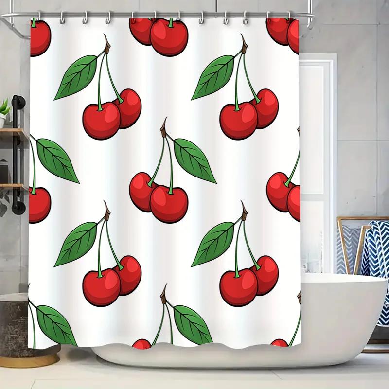 

Cherry Pattern Shower CurtainColorful Bathroom Decoration for Home Accessories in Kitchen Dining W90xH180cm