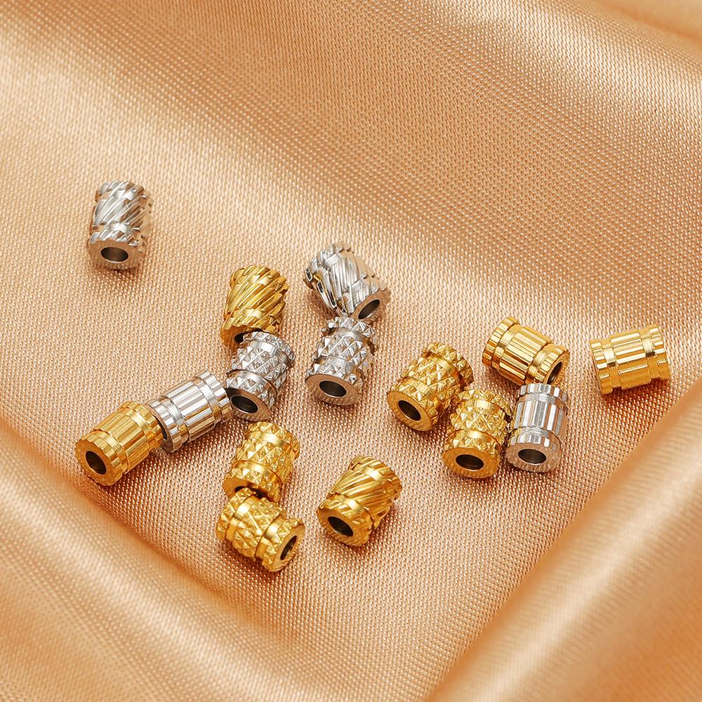 20Pcs Stainless Steel Gold Color Loose Bead Big Hole Spacer Beads for DIY Bracelets Finding Necklace Jewelry Making Supplies