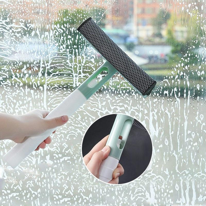 1 spazzola per la pulizia dei vetri 3 in 1, tergicristallo per specchio da bagno, con spray, lavavetri bifacciale