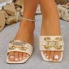Summer women's metal buckle decorative for wearing flat slippers the outside