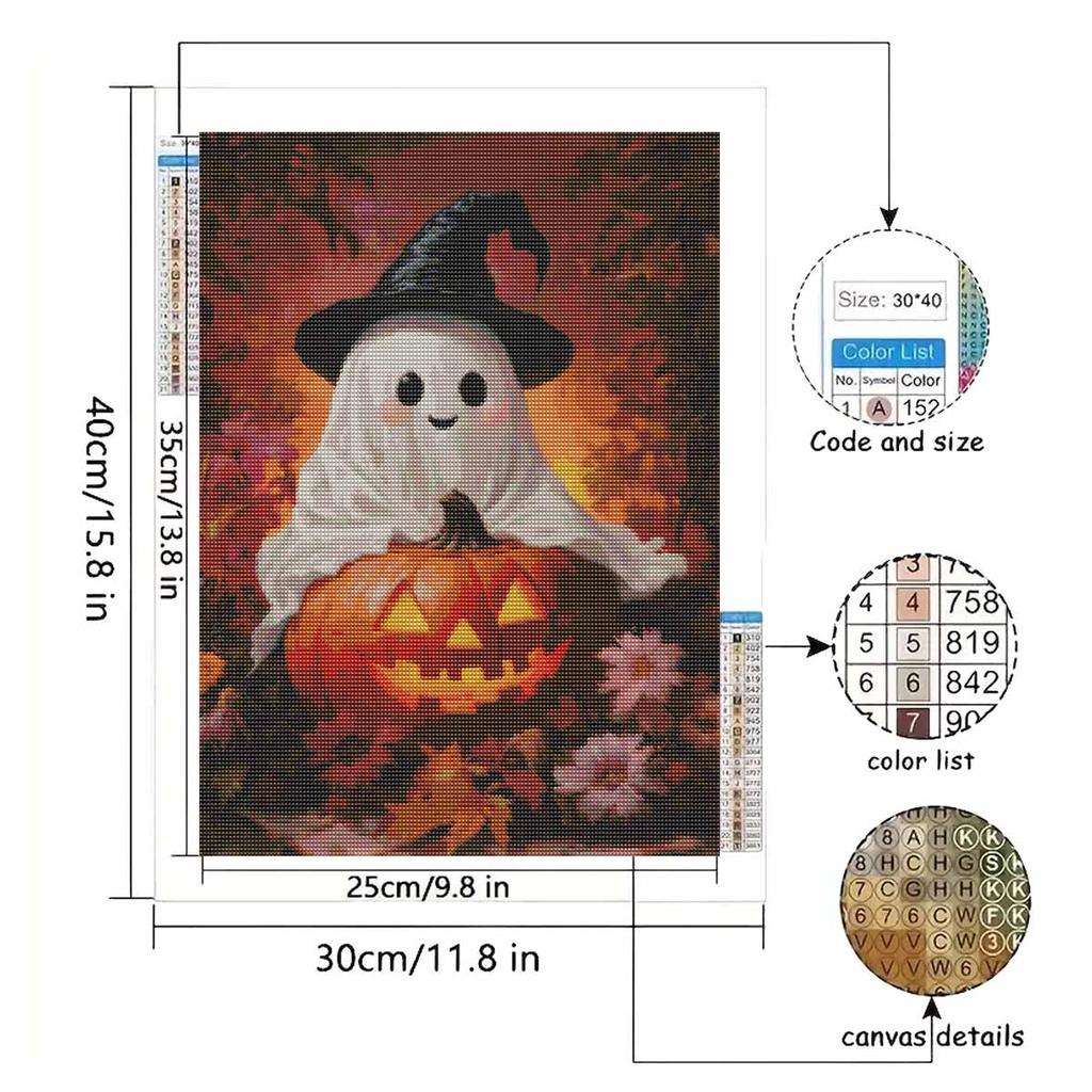 Halloween diamond painting kit cute ghost pumpkin witch hat handmade diy painting home decoration painting