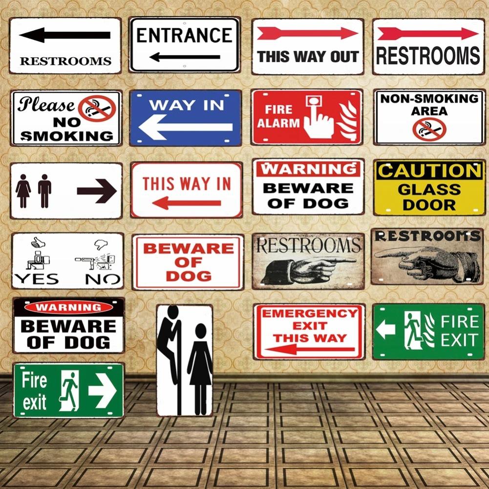 No Smoking Wifi Exit Toilet Indication Sign Tin Plate Vintage Metal Sign For Shop Bar Home Decor Poster Customizable DC0057A