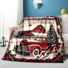 1PC Custom Name Christmas Truck Scene outdooor Flannel blankets Throw Blanket All-Season Throw Gift Bedspread for Couch, Bed, Camping Holiday Birthday