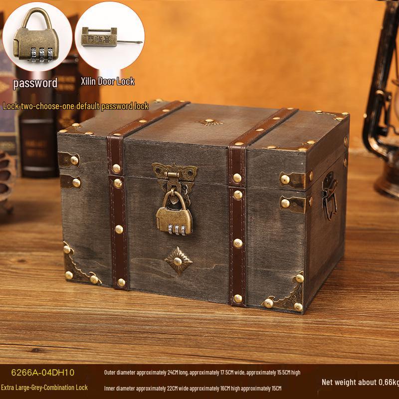 European Retro Lockable Wooden Trunk: Home Storage and Escape Room Decoration
