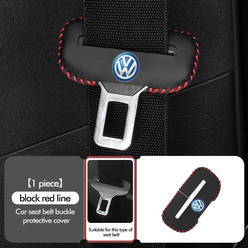 

2026 Hot For Volkswagen VW Leather Car Seat Belt Buckle Cover Anti-Scratch Protector Clip For Volkswagen Scirocco Passat Polo B5