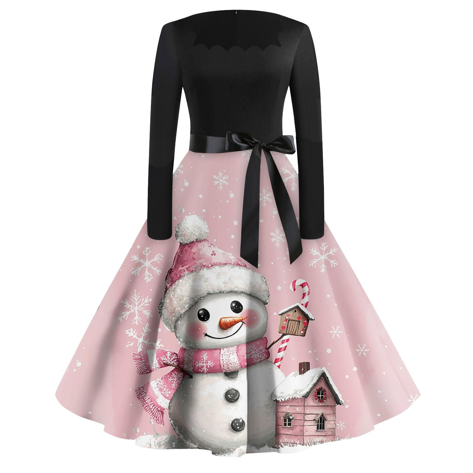 

Женское повседневное модное платье в стиле ретро с квадратным вырезом и длинными рукавами L розовый