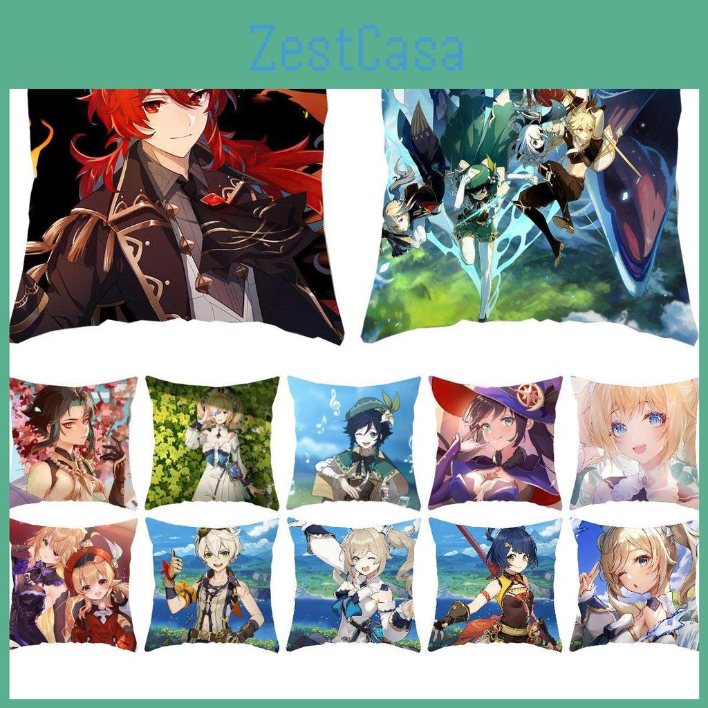 Genshin Cushion Impact Cover Back Support Pillow Case Soft Sofa 18in Decoration