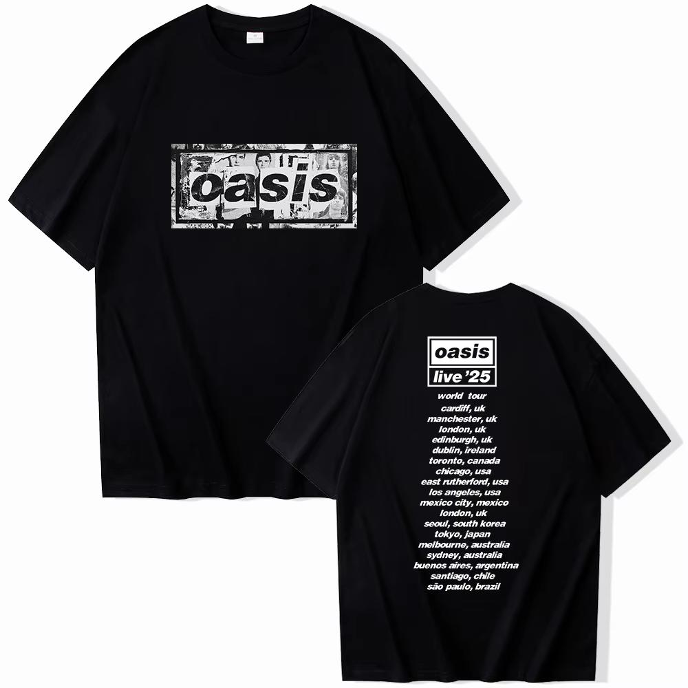 

Oasis Reunion Tour 2025 Men Women Cotton T-shirt Harajuku O-neck Oasis Live 25 Tour Merch Fashion T Shirt Gift for Fans M