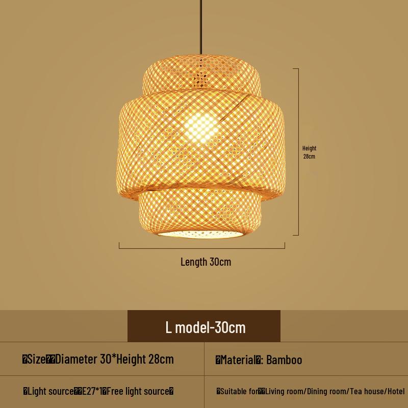 Bamboo Woven Pendant Light - Japanese Lantern for Dining, Restaurant, or Tea Room. Rattan Straw Hat Lampshade with New Chinese Art Design.