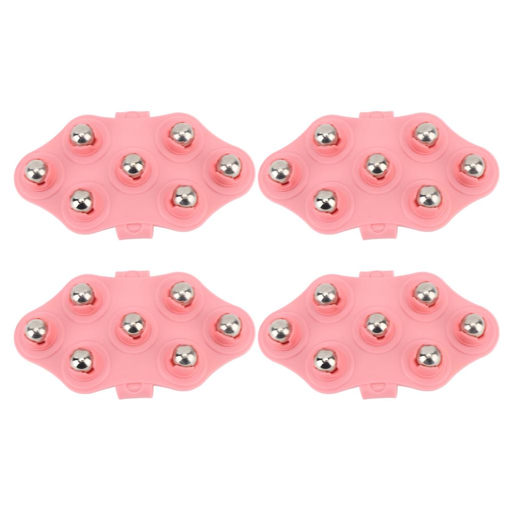 4pcs Palm Shaped Massage Glove Manual Glove Massager with 7 Roller Balls for Body Massage