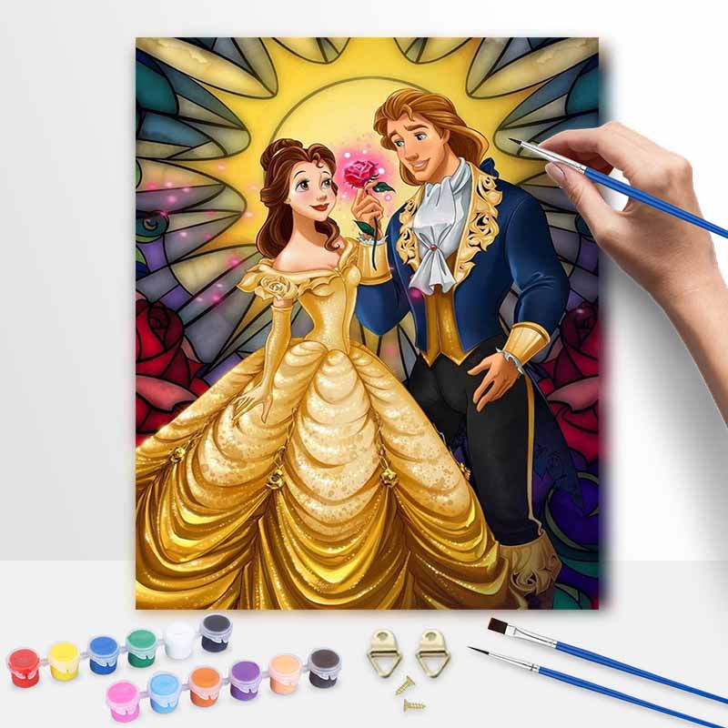 Disney Beauty and the Beast Oil Paint Digital Painting Art Kit Handmade DIY Painting Kit Home Decor