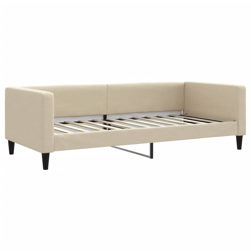 Vidaxl Sofa Z Materacem Do Spania, Kremowa, 90X200 Cm, Tkanina
