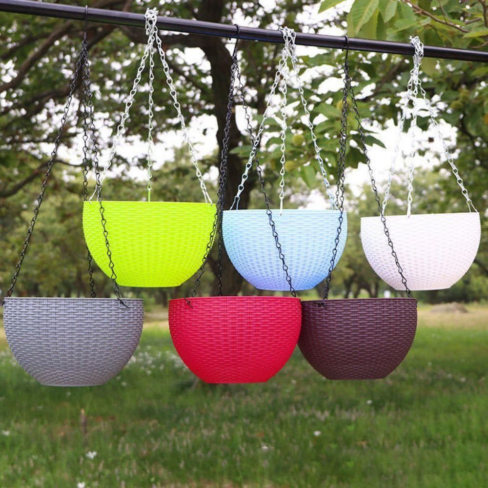 Plastic Houseplant Flowerpot with Chain Hanging Flower Pots Hanging Baskets  Balcony