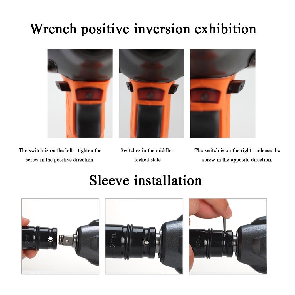 2800rpm Brushless Cordless Electric Impact Wrench Tool Rattle Gun Car Repairing LED
