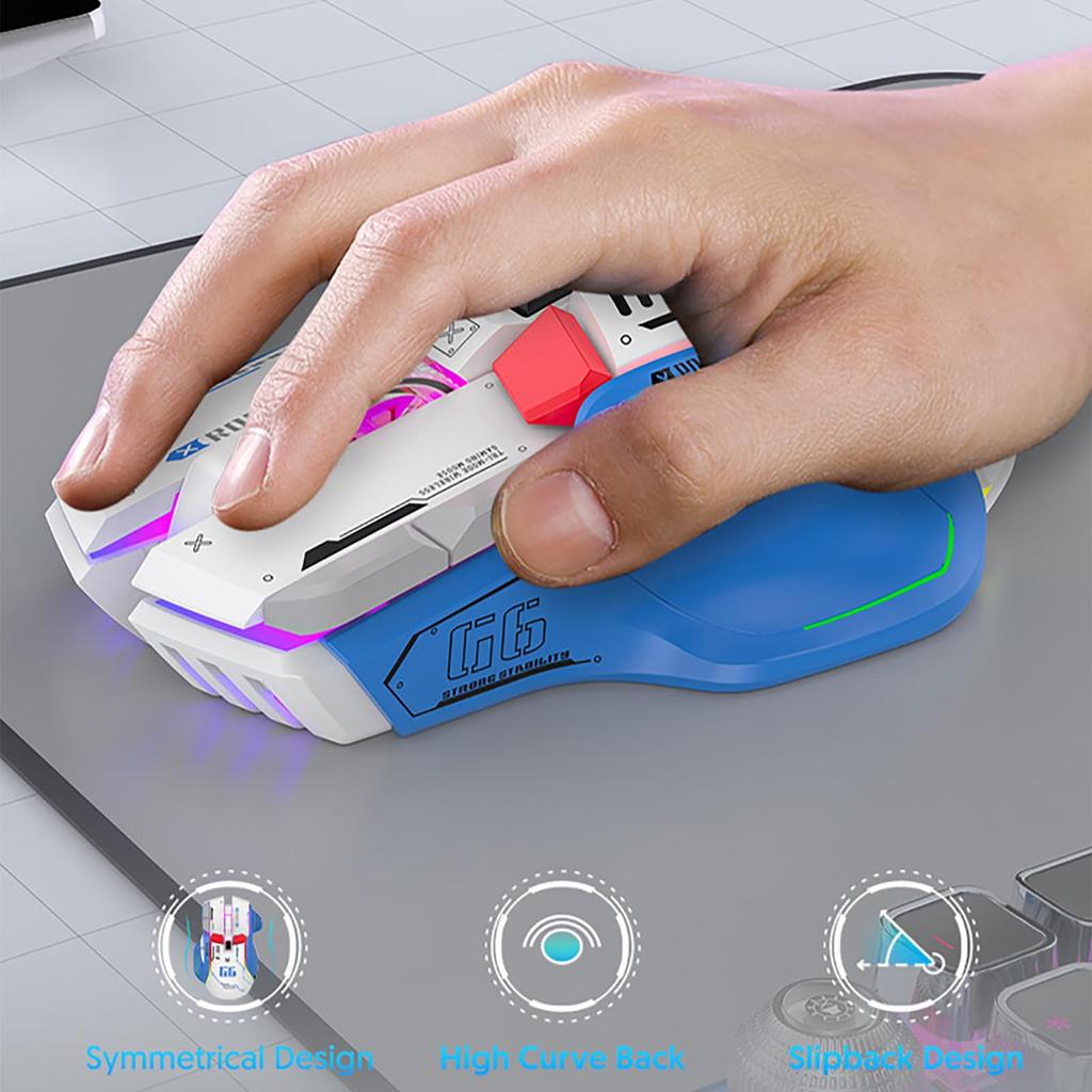 Wireless Bluetooth Gaming 10 Macro Programmable 3 Modes 5 Adjustable 11 RGB Silent and Ergonomic Mouse, Keys, Connection 2.4G, Wired, BT, DPI,
