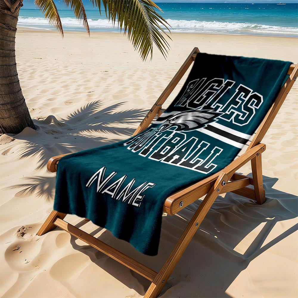 Eagles Football Jersey Personalized Text Beach Towel Super Soft Microfiber Quickdry Fabric