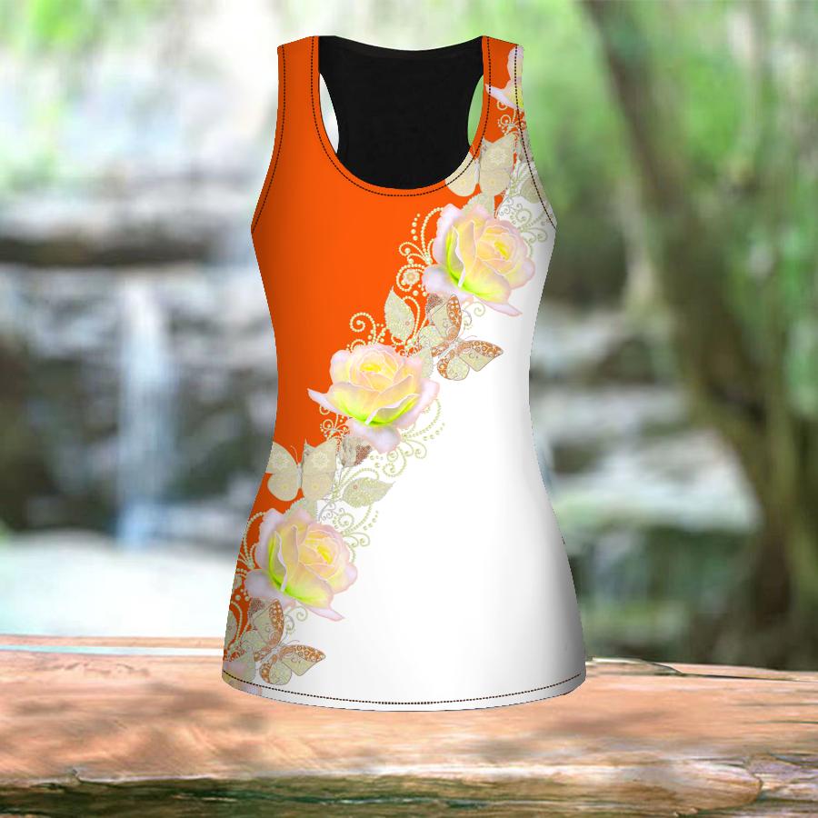 Женские летние спортивные рубашки с 3D принтом синей розы для занятий йогой и тренажерным — фото 7