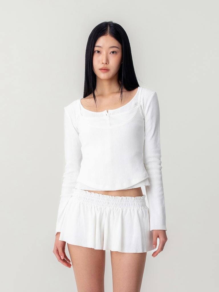 GLOWNY Honey Eyelet Button Long Sleeve (White)