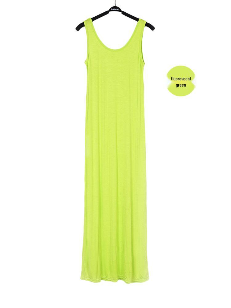 Women's Plus Size Spaghetti Strap Loose Modal Long Beach Dress