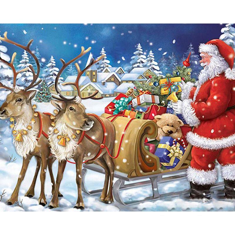 Full Round Diamond Painting Santa Claus Cross Stitch 5D Diamond Embroidery Rhinestones Portrait Handicraft Christmas