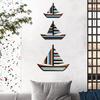 Yousheng 3 Pcs Wooden Sailboat Wall Decor Coastal Nautical Hanging Sailboat Wall Art Rustic Ocean Shipping Boat Sculpture for Home Bathroom Living