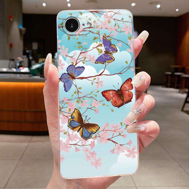 Per Custodia iPhone 17e Trasparente Lusso Moda Elegante Farfalla Fiore Morbido TPU Silicone Copri Telefono per Apple iPhone 17e 17 e Casing