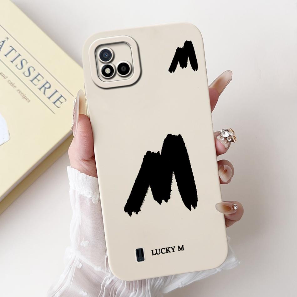 For Realme C11 (2021) Lucky Initial Letter Phone Case For Realme C11 2021 2020 RMX3231 RMX2185 Soft Silicone Shockproof Cases