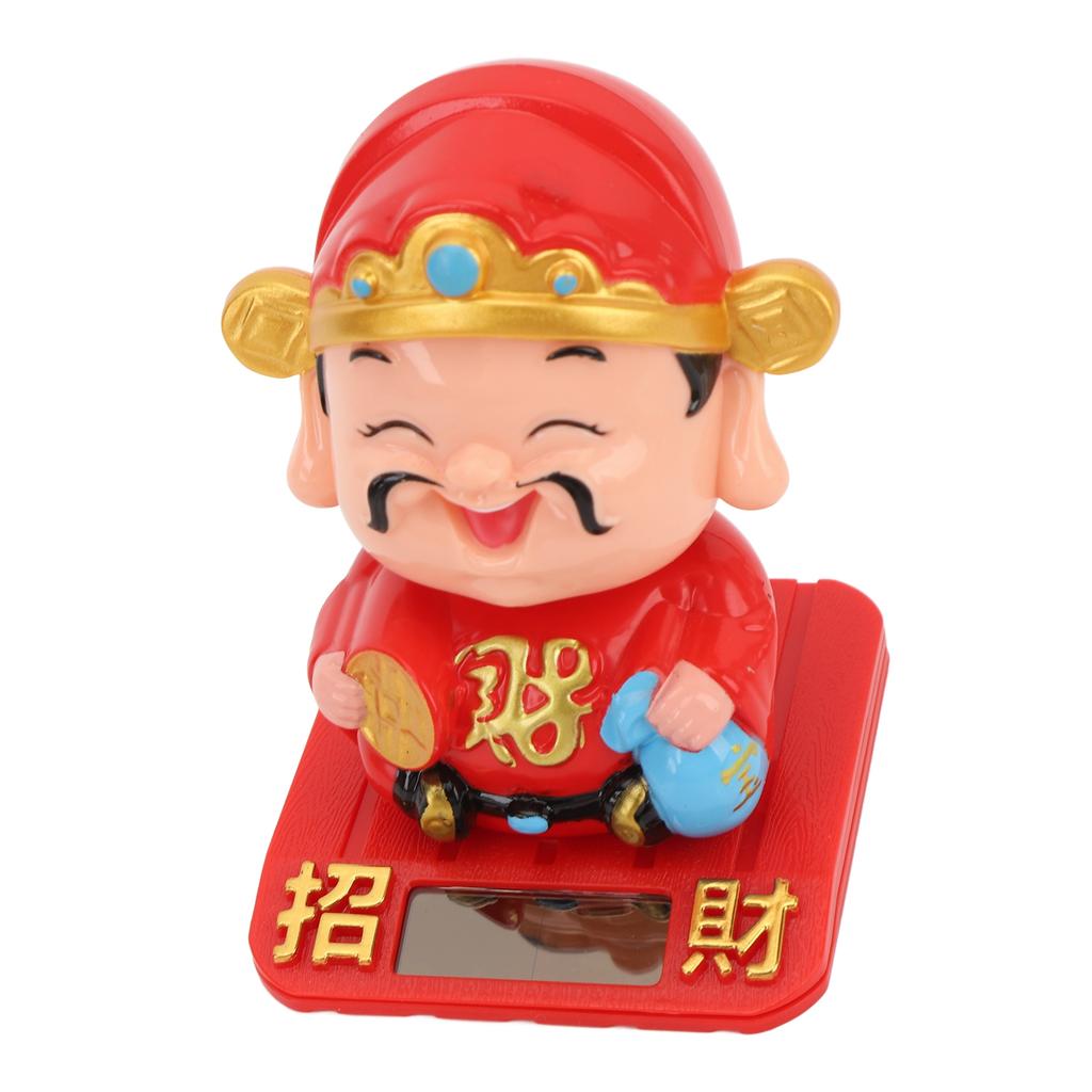 Cai Shen Statue Light Sensing Automatic Nodding Cai Shen Figurine for Car Dashboard Hotel