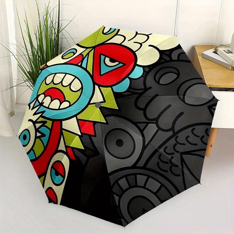1pc Monster Art Automatic Folding Leisure Umbrella - Lightweight, Retractable Design with 8-Rib Durability, Perfect for Outdoor Adventures194