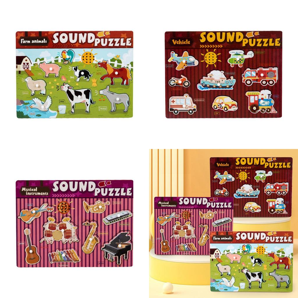 Wooden Animal Sound Puzzle For Kids Education Interactive Learning Toy